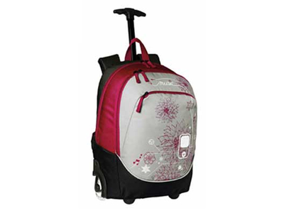 Bodypack Τσάντα Πλάτης Τρόλεϋ με Φωτιζόμενα Ροδάκια 2&1Θ. 45x32x20cm Κόκκινο Μπεζ
