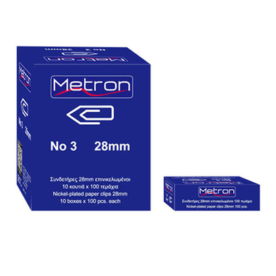 Metron Συνδετήρες Μεταλλικοί Ν.3 28mm