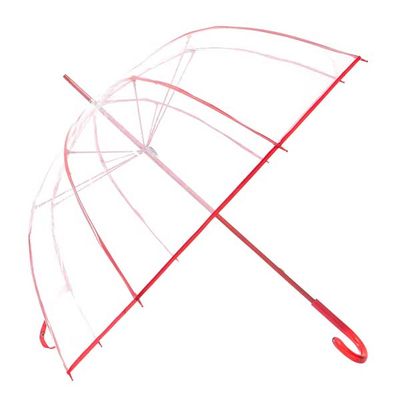 Ομπρέλα Αυτόματη Διάφανη Ø88εκ κοκκινη