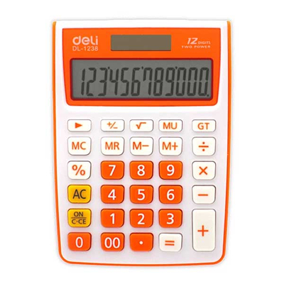 DELI Αριθμομηχανή Χρωματιστή Μικρή DL-1238 πορτοκαλι