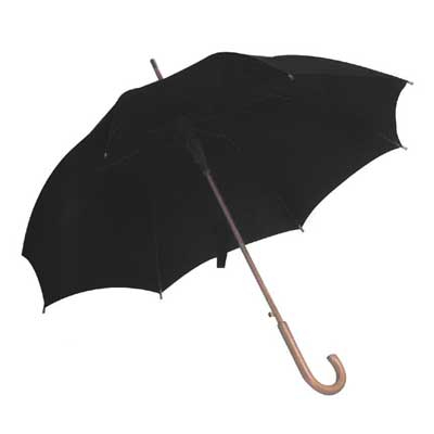 Ομπρέλα Αυτόματη με Ξύλινη Λαβή Ø105εκ ΜΑΥΡΟ