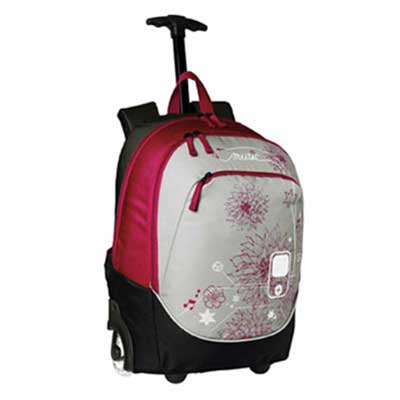Bodypack Τσάντα Πλάτης Τρόλεϋ με Φωτιζόμενα Ροδάκια 2&1Θ. 45x32x20cm Κόκκινο Μπεζ